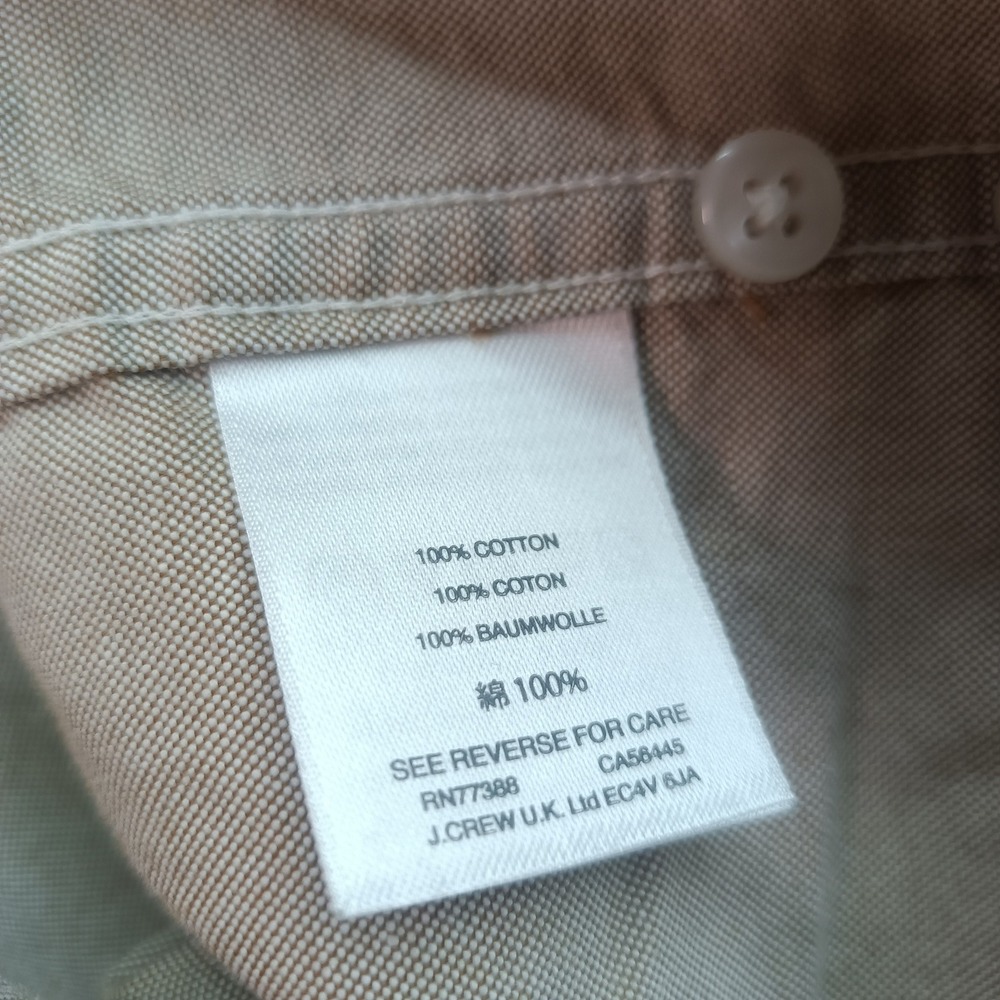 J.Crew Mens Slim All Cotton Oxford Shirt Tan Khaki Sand XXL Long Sleeve Casual - Picture 4 of 6